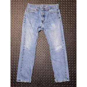 Levis 505 Regular Fit Straight Leg Jeans Mens 33x32 Medium Wash Blue Denim
